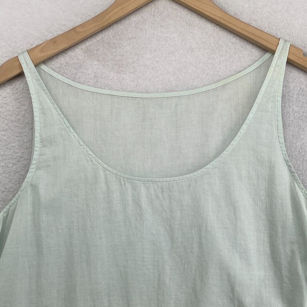 EILEEN FISHER Slip L Organic Cotton Gauze Dress Scoop Neck Tank Aqua Blue - Picture 3 of 11